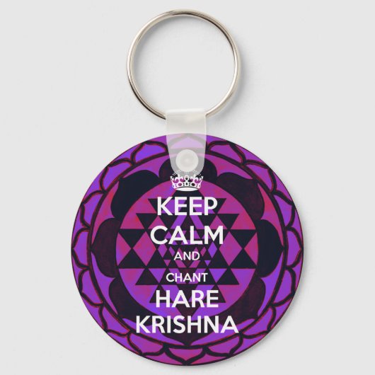 Houd Calm en Chant Hare Krishna Sleutelhanger (Voorkant)