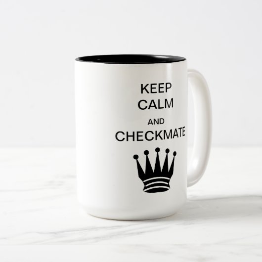 Houd Calm en Checkmate Two-Tone Mok (Voorkant rechts)