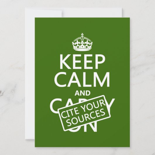 Houd Calm en citeer Uw Bronnen (in om het even wel Kaart (Voorkant)
