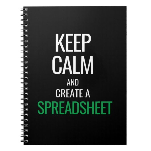 Houd Calm en Creëer a Spreadsheet - Excel Notitieboek (Voorkant)
