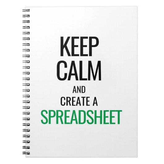 Houd Calm en Creëer a Spreadsheet - Excel Notitieboek (Voorkant)
