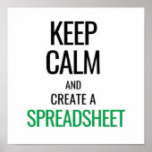 Houd Calm en Creëer a Spreadsheet - Excel Poster (Voorkant)