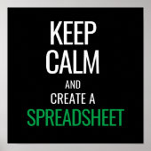 Houd Calm en Creëer a Spreadsheet - Excel Poster (Voorkant)
