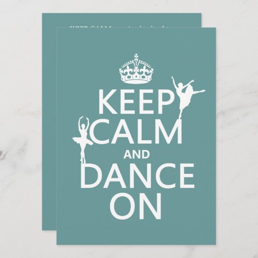 Houd Calm en Dans aan (ballet) (alle kleuren) Kaart (Voorkant / Achterkant)