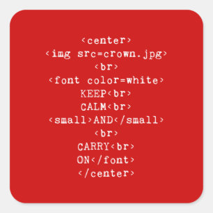 Houd Calm en Draag op html (in om het even welke k Vierkante Sticker