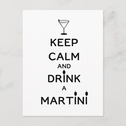 Houd Calm en Drink A Martini Briefkaart (Voorkant)