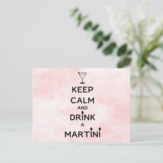 Houd Calm en Drink A Martini Briefkaart (Staand voorkant)
