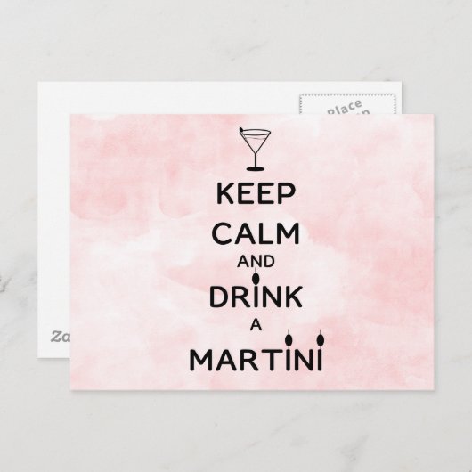 Houd Calm en Drink A Martini Briefkaart (Voorkant / Achterkant)
