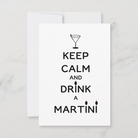 Houd Calm en Drink A Martini Kaart (Voorkant)