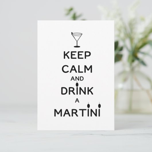 Houd Calm en Drink A Martini Kaart (Staand voorkant)