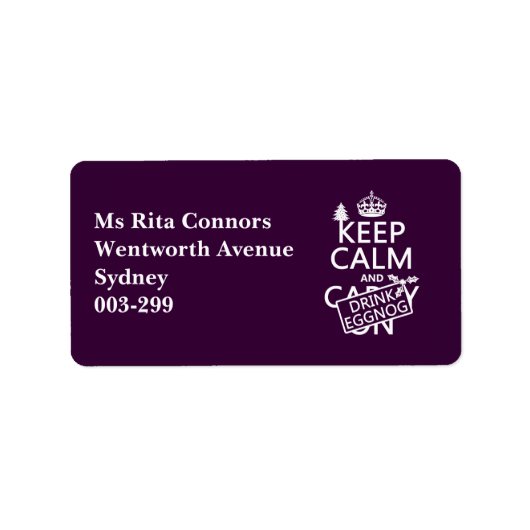 Houd Calm en Drink Eggnog (pas kleuren aan) Etiket (Voorkant)