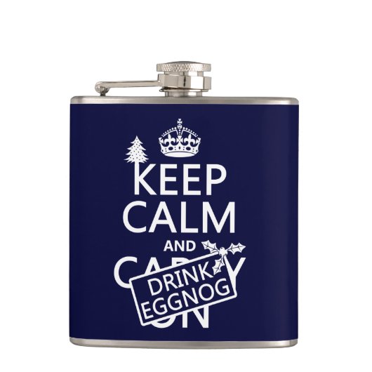 Houd Calm en Drink Eggnog (pas kleuren aan) Heupfles (Voorkant)