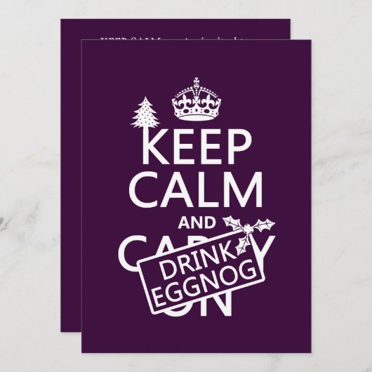 Houd Calm en Drink Eggnog (pas kleuren aan) Kaart (Voorkant / Achterkant)