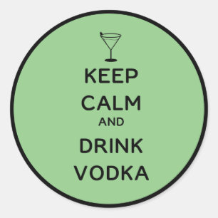 Houd Calm en Drink Groene Achtergrond Wodka Ronde Sticker