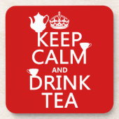 Houd Calm en Drink Tea - Alle kleuren Bier Onderzetter (Voorkant)