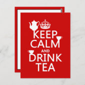 Houd Calm en Drink Tea - Alle kleuren Briefkaart (Voorkant / Achterkant)