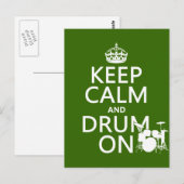 Houd Calm en Drum aan (om het even welke achtergro Briefkaart (Voorkant / Achterkant)