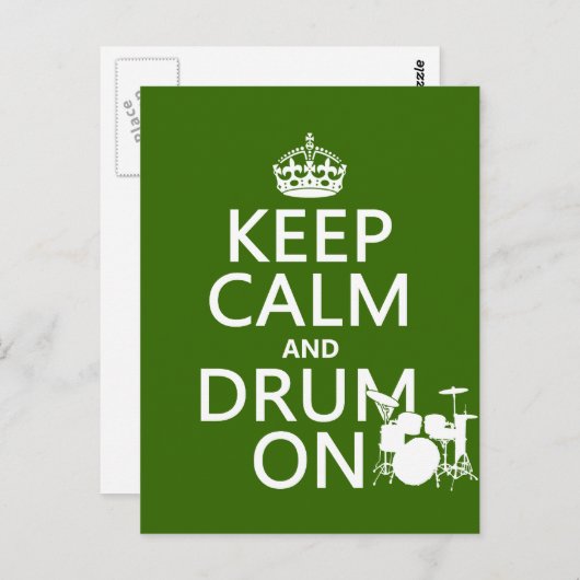 Houd Calm en Drum aan (om het even welke achtergro Briefkaart (Voorkant / Achterkant)