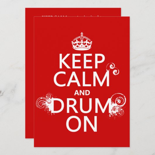 Houd Calm en Drum aan (om het even welke achtergro Kaart (Voorkant / Achterkant)