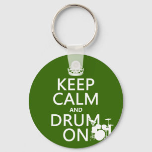 Houd Calm en Drum aan (om het even welke achtergro Sleutelhanger