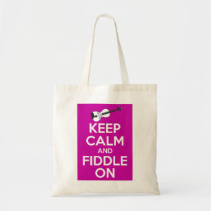 Houd Calm en Fiddle aan (Fuschia Pink) Tote Bag