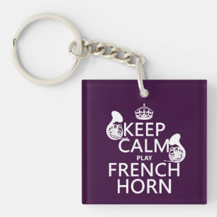 Houd Calm en Franse Hoorn (om het even welke achte Sleutelhanger