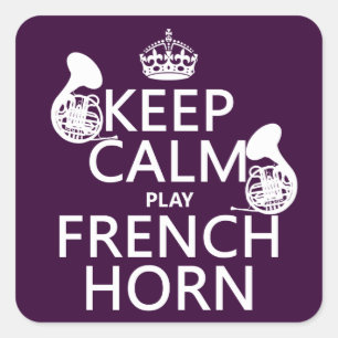 Houd Calm en Franse Hoorn (om het even welke achte Vierkante Sticker