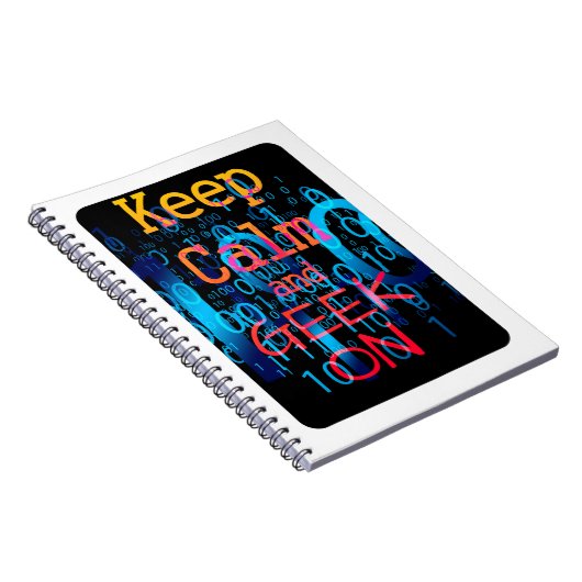 Houd Calm en geek op Binaire Code Notitieboek (Rechterzijde)