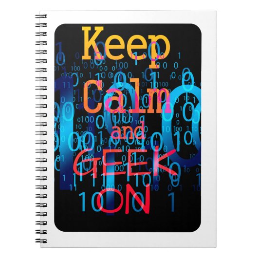 Houd Calm en geek op Binaire Code Notitieboek (Voorkant)