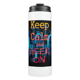 Houd Calm en geek op Binaire Code Thermosbeker