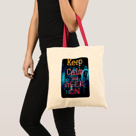 Houd Calm en geek op Binaire Code Tote Bag (Voorkant (product))