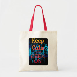 Houd Calm en geek op Binaire Code Tote Bag