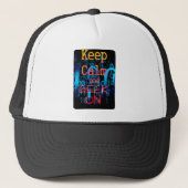 Houd Calm en geek op Binaire Code Trucker Pet (Voorkant)