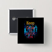 Houd Calm en geek op Binaire Code Vierkante Button 5,1 Cm (Voorkant /achterkant)