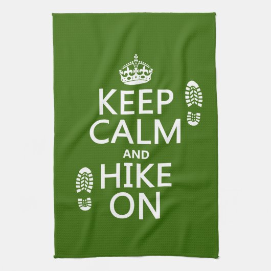 Houd Calm en Hike aan (om het even welke achtergro Theedoek (Verticaal)