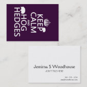 Houd Calm en Hog Handen (Egels) (alle kleuren) Visitekaartje (Voorkant / Achterkant)