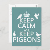 Houd Calm en houd Pigeons - alle kleuren Briefkaart (Voorkant / Achterkant)