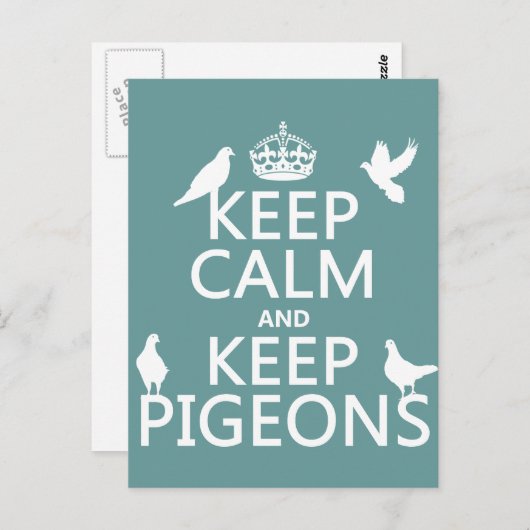 Houd Calm en houd Pigeons - alle kleuren Briefkaart (Voorkant / Achterkant)