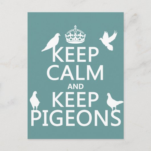 Houd Calm en houd Pigeons - alle kleuren Briefkaart (Voorkant)
