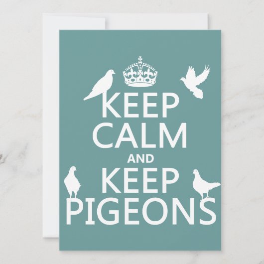 Houd Calm en houd Pigeons - alle kleuren Kaart (Voorkant)