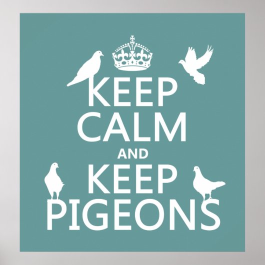 Houd Calm en houd Pigeons - alle kleuren Poster (Voorkant)