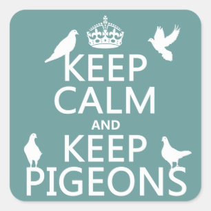Houd Calm en houd Pigeons - alle kleuren Vierkante Sticker