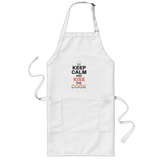 HOUD CALM en KISS het Apron van de COOK Lang Schort (Voorkant)
