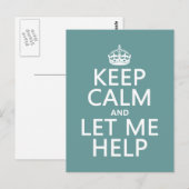 Houd Calm en laat me Hulp (klantgerichte kleuren) Briefkaart (Voorkant / Achterkant)