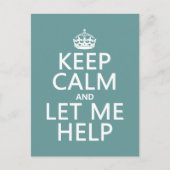 Houd Calm en laat me Hulp (klantgerichte kleuren) Briefkaart (Voorkant)