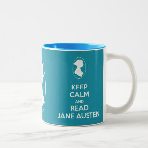 Houd Calm en lees Jane Austen Cameo Portret mok