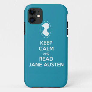 Houd Calm en lees Jane Austen cameo silhouette iPhone 11 Hoesje