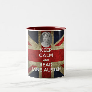 Houd Calm en lees Jane Austen Tweekleurige Koffiemok