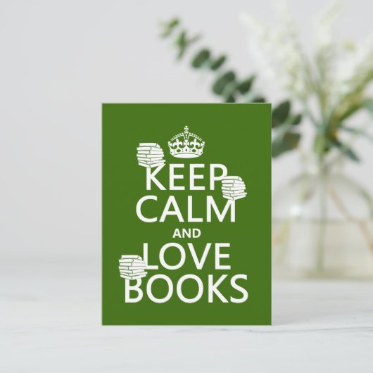 Houd Calm en Liefde Boeken (in om het even welke k Briefkaart (Staand voorkant)