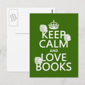 Houd Calm en Liefde Boeken (in om het even welke k Briefkaart (Voorkant / Achterkant)